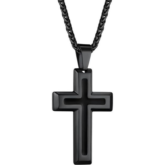 Collier Croix Homme Or Acier Inoxydable - Bijou Chrétien Élégant