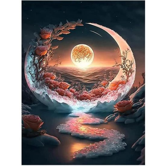Kit Diamond Painting 5D Forêt Rose 30x40cm - Peinture Par Diamants Pour Adultes Débutants - Complet Avec Outils