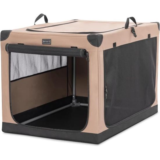 Cage Transport Chien PETPROVED Taille L - Pliable Pour Voiture - Poches Et Sécurité Renforcée