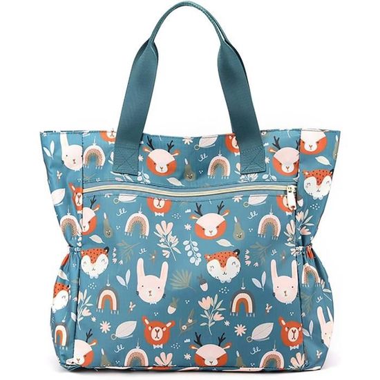 Cottonbagjoe élégant Sac Extensible avec Poche Interne et Sac Shopping Tissu de Coton Fermeture à glissière de Grande étage 1 pièce