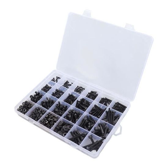 Assortiment De 3400 Pièces Boulons Hexagonaux Grade 8 - Tailles 1/4" à 1/16", Acier Zingué Jaune