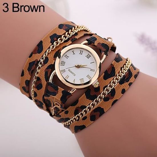 Femme Montre Punk Bracelet de Leopard multicouc - Cdiscount Bijouterie