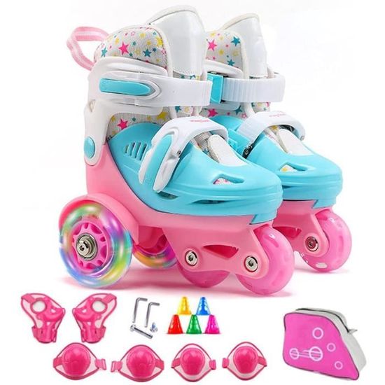 Patin A Roulette PAPAISON Patins à Roulettes Pour Enfants Garçons Filles, 4 Tailles Ajustables Avec Roues Lumineuses Pour Enfants De 4 à 12 Ans Rollers Enfant Fille