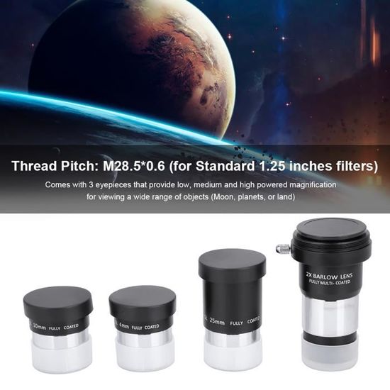 Juego De Oculares Con Telescopio Plossl De 4 Mm Y 1,25 Pulgadas
