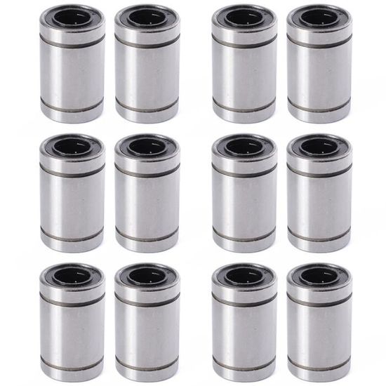 LM8UU Lot De 12 Roulements à Billes Linéaires De 8 Mm De Diamètre, Diamètre Extérieur De 15 Mm, Longueur De 24 Mm Avec Joint En Caoutchouc Double Face, Idéal Pour Imprimante 3D