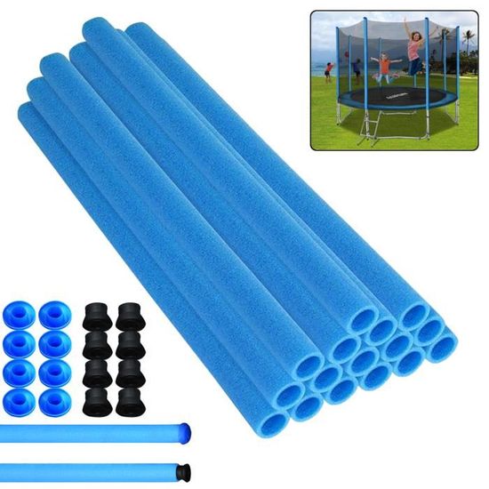 16 Tubes En Mousse De Protection Pour Trampoline 180 Cm - Bleu - Sécurité Enfants