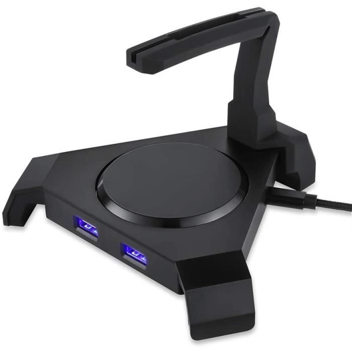 Q20 Gaming Mouse Bungee Cable Holder with 4 Port USB Hub 4 LED Color