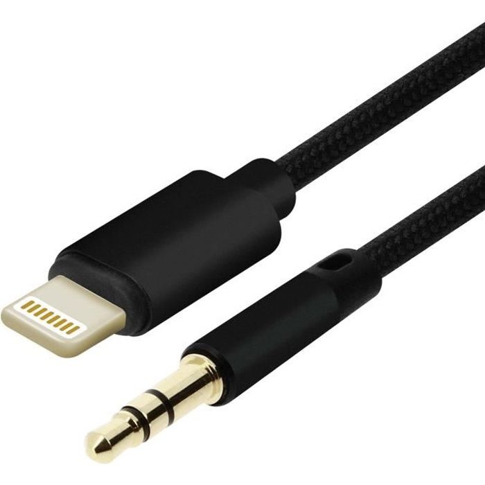 Câble Lightning / Jack vers Jack 3.5mm Mâle Auxiliaire SoundCord