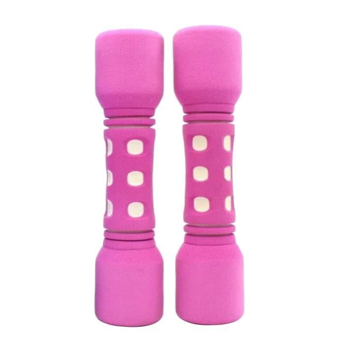 2pcs petit haltère équipement de fitness haltère enduit de mousse souple pour l'exercice de yoga amincissement des bras (rose)