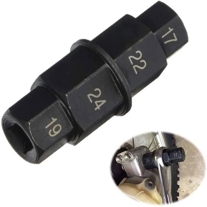 Clé en Croix Clé pour Axe de Roue de Moto - Outil de Démontage de 17, 19, 22, 24 Mm pour Roue Avant de Moto (noir)