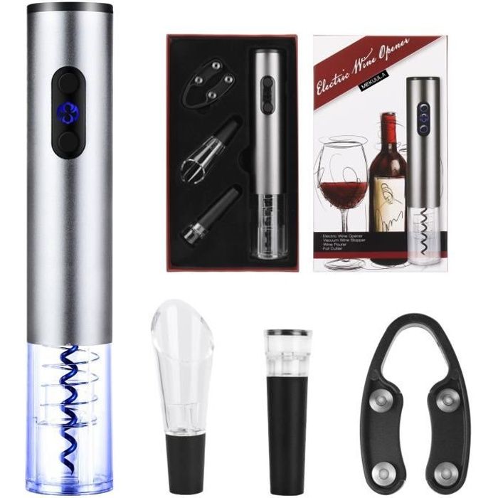 Tire bouchon électrique sans-fil - Coffret avec coupe-capsule et socle de recharge - Batterie de seconde génération - Le cadeau idéa