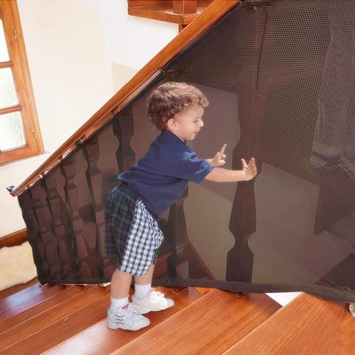 Filet d'Escalier de Sécurité pour Enfants, Filet de Sécurité Pour Enfants 3+3 Mètres de Balcon Robuste Et Filet de Sécurité d'Escali