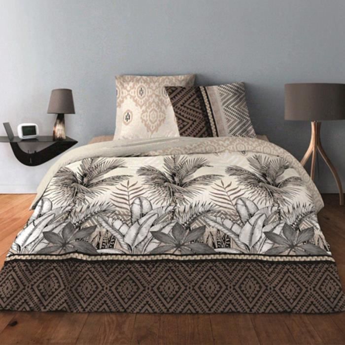 Housse de couette JUNGEL TAUPE Jungle 240 x 220 +2 Taies Coton Supérieur