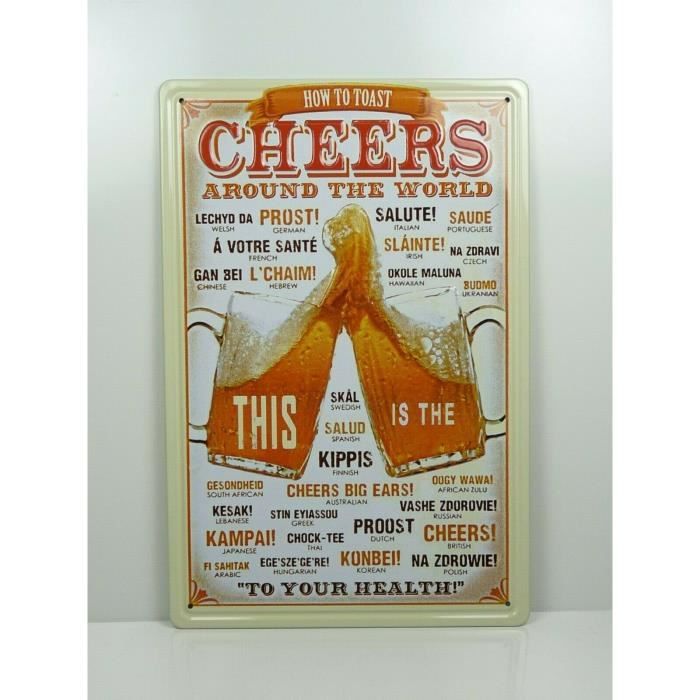 PA40 PLAQUES TOLEE vintage 20 X 30 cm : How to Toast - Cheers Around the World