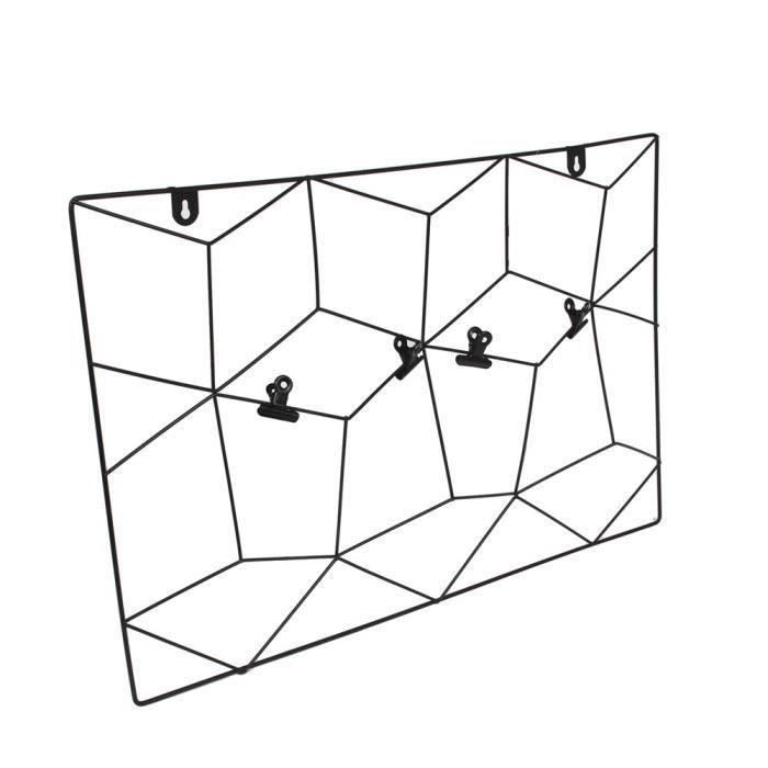 THE HOME DECO FACTORY Pêle-mêle filaire - Zigzag - 4 Pinces - 36X55cm - Noir