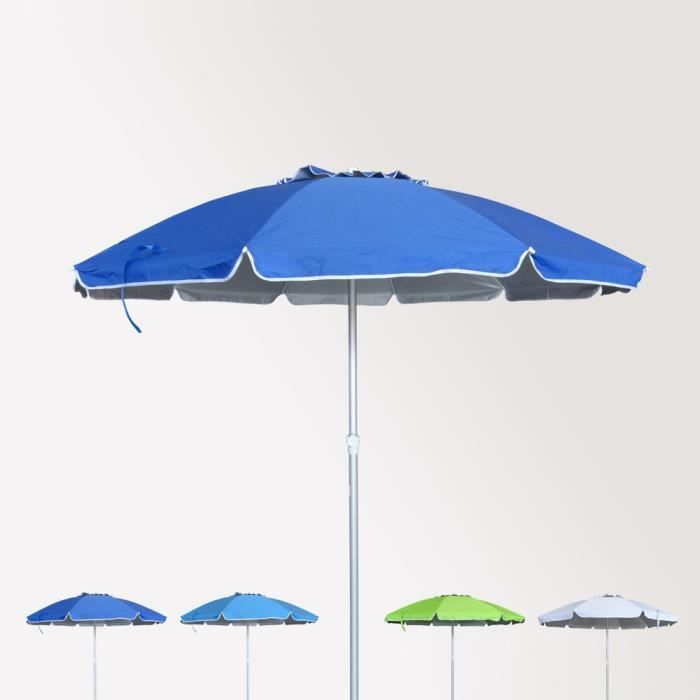 Parasol de plage 220 cm aluminium antivent protection uv ROMA - Couleur:Bleu