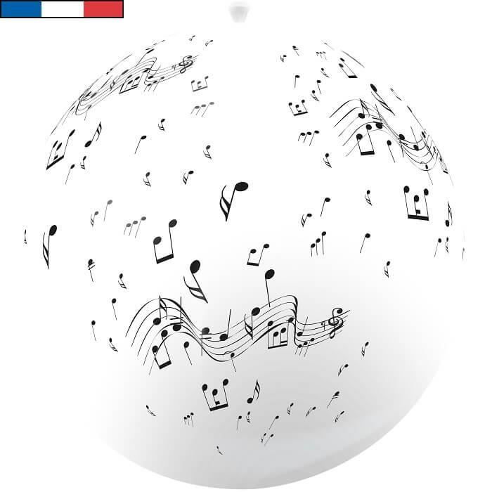 Ballon géant français musique blanc en latex 1m (x1) R/15195