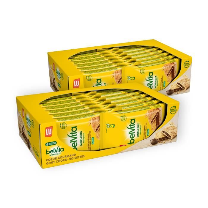 Gâteau Moelleux Petit Déjeuner - Belvita - 5 Céréales Complètes et Coeur Gourmand Chocolat Noisettes - 14 Sachets x2