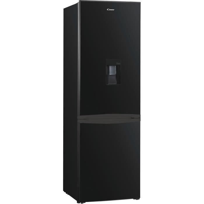 CANDY CBM-686BWDN - Réfrigérateur combiné 315L (219L+96L) - Froid statique - Distributeur d'eau - L59,6xH185cm - Noir
