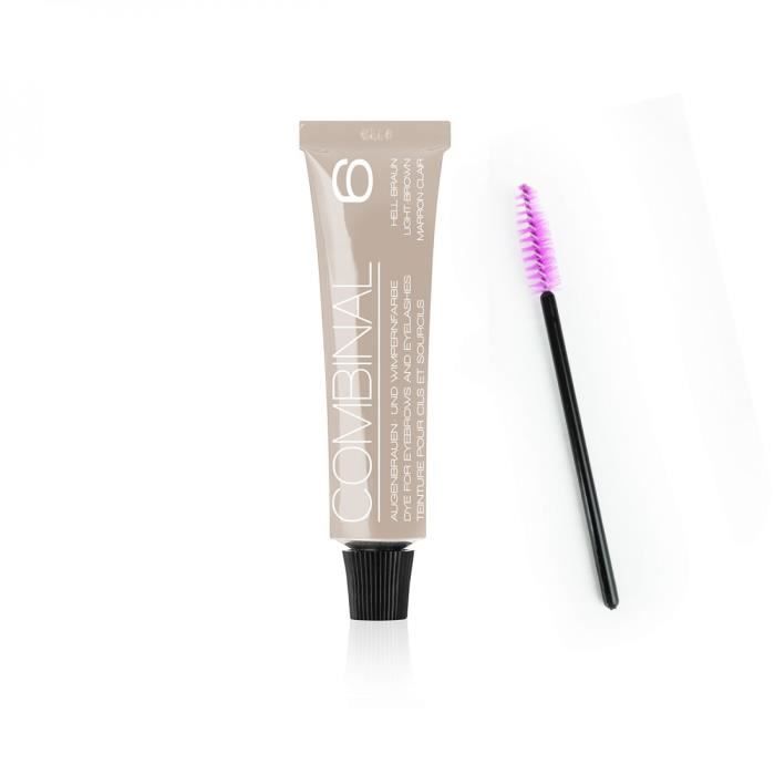 Tube de teinture pour cils et sourcils 15 ml + brosse à cils Vivezen - Marron clair