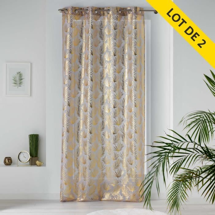 Lot 2 panneaux oeillets 130x240 voile sable imprime metallise kolza Gris/Or