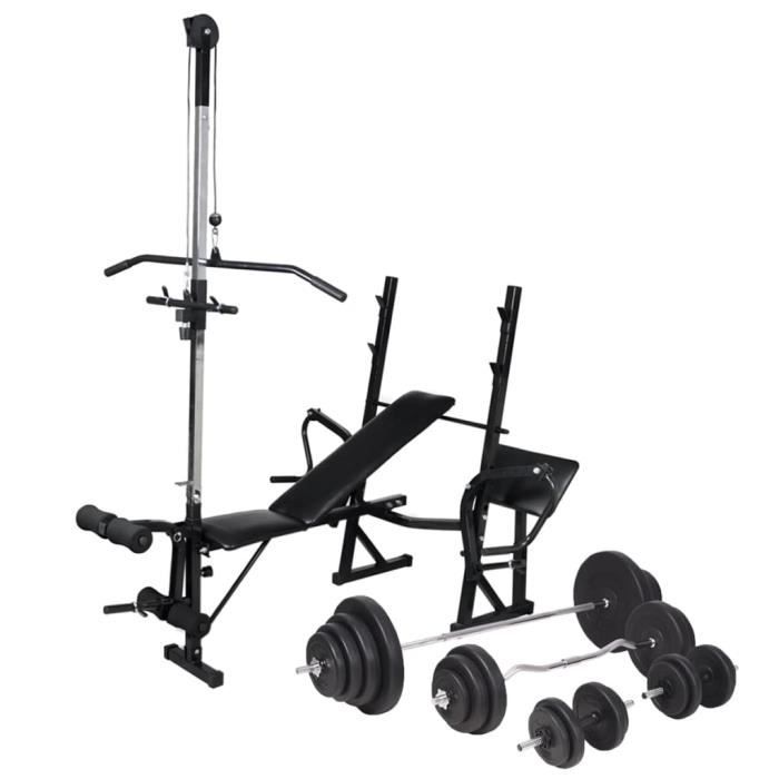 Banc d'entraînement avec support de poids jeu d'haltères 120 kg ✿ 5577