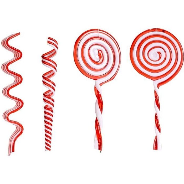 4PC Décorations de Noël Creative Sucette Pendentif Bonbon Rouge et Blanc x977