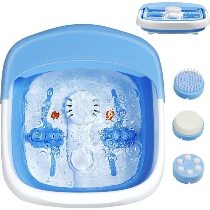 GOPLUS Bain de Pieds Pliable avec Chauffage35-43℃,Vibration de Bulles et Infrarouge , Accessoires de Prédicure Remplaçable,Masseur