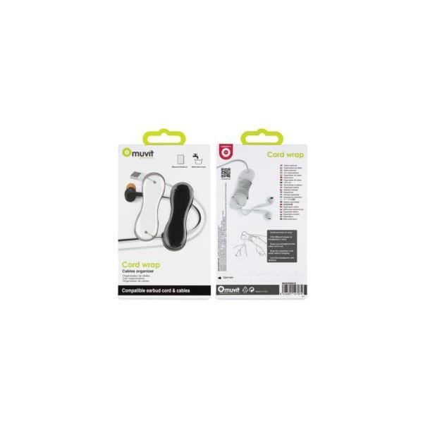 MUVIT Enrouleur Câble Silicone 2Pcs - Noir et blanc