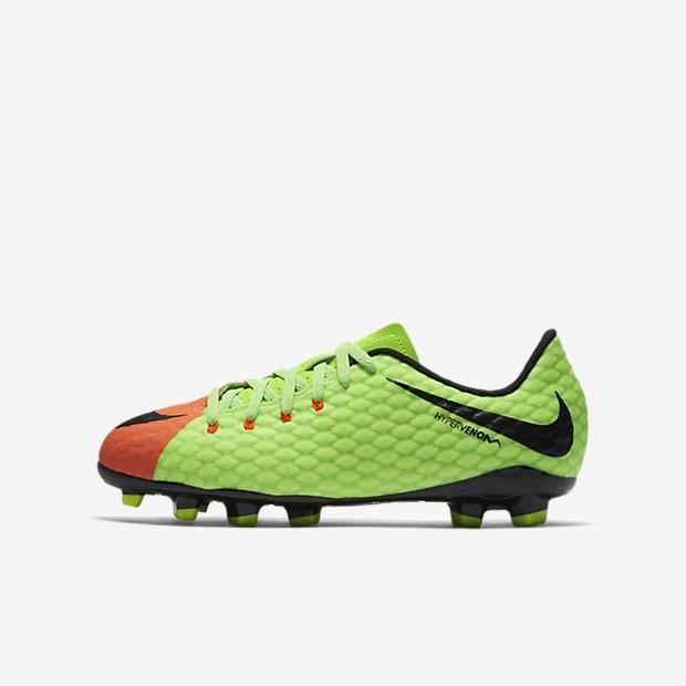 Nike Jr. Hypervenom III FG, Enfant, Mâle, Vert, Orange, Monotone, Synthétiques, Caoutchouc