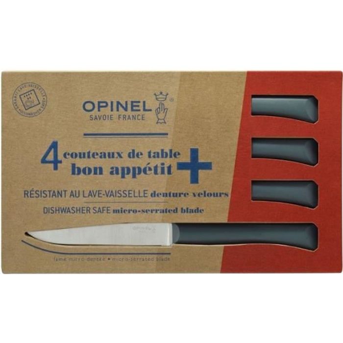 OPINEL - Coffret de 4 couteaux de table Bon Appetit+ Anthracite Gris