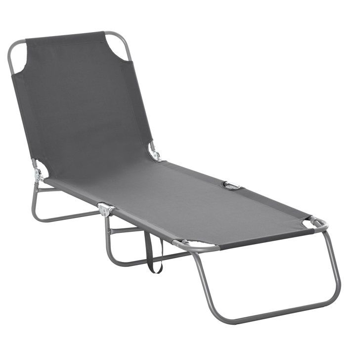Bain de soleil transat pliable dossier réglable multipositions métal et polyester gris 180x55x97cm Gris