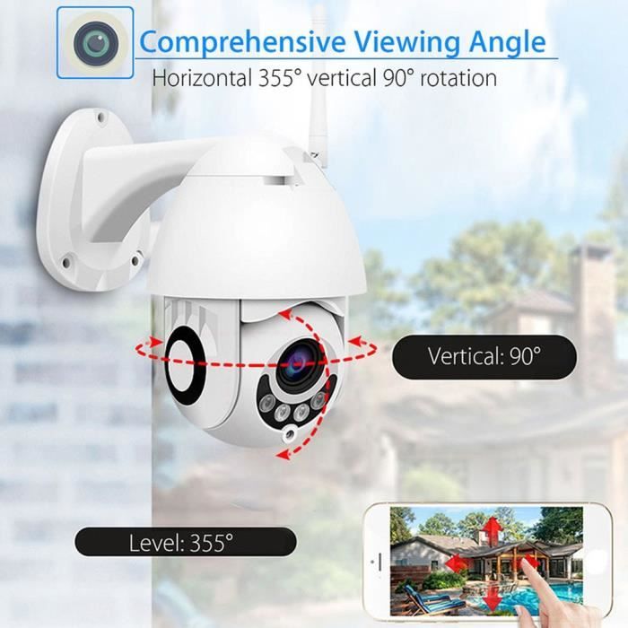 Caméra audio bidirectionnelle en temps réel HD 1080P - Fonction d'enregistrement, caméra sans fil WiFi Vidéosurveillance