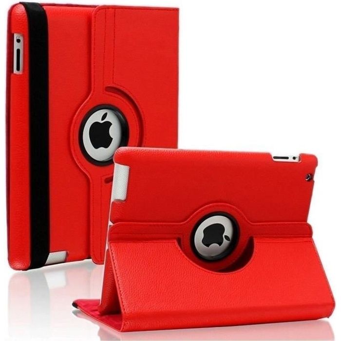 Coque Rotative 360 Rouge pour Apple iPad AIR 1 / AIR 2 - Housse Etui Protection Fermerture Elastique Phonillico®