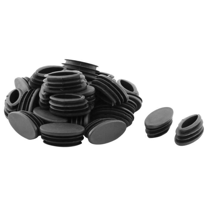 Sourcingmap Table Chaise pieds Tube ovale en plastique Insérez couvercle noir 20 x 40mm 30 pcs