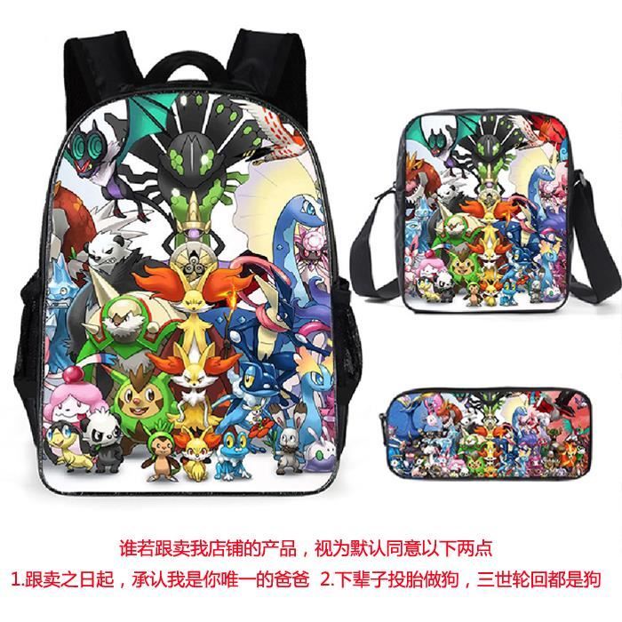 3 Pack Sac à Dos Sac d'ordinateur,Pokemon Pikachu Sac à Dos d'impression Sac à Dos Bookbag Femmes Sac porté Dos Scolaire 27