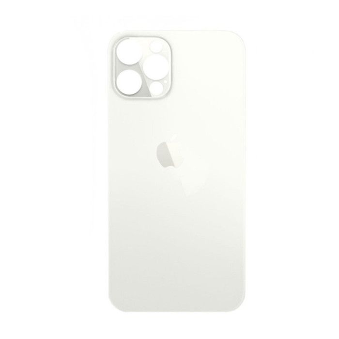 Vitre Arrière - Apple - Iphone 12 Pro Max - Blanc Silver - Adhésif Inclus - Big Hole