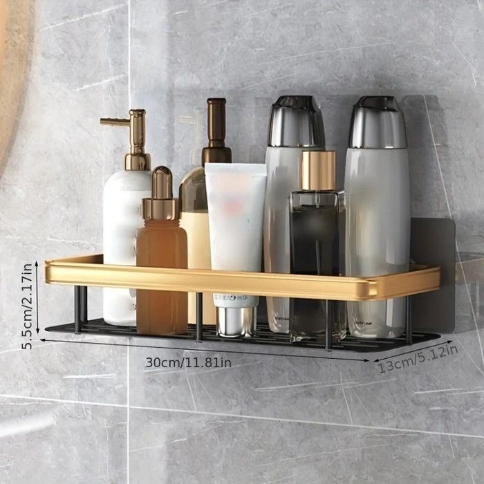 4 Supports Muraux GNALIA Noir - Fixation Adhésive, Rangement Douche Et Bureau Pour Téléphone Et Télécommande