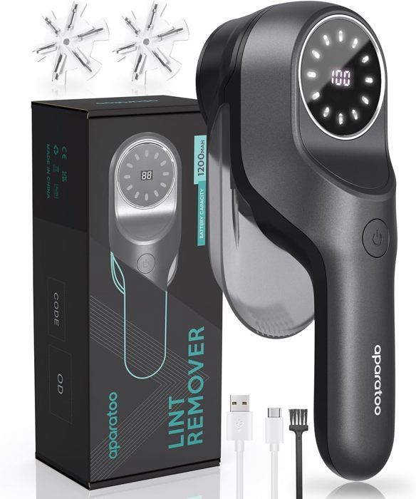 Rasoir Anti-Bouloches Électrique Rechargeable USB-C - 2 Vitesses, Écran LED, Collecteur Large - Pour Vêtements, Meubles, Tapis