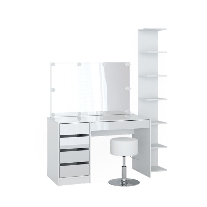 Coiffeuse Sherry avec miroir guirlande LED tabouret et étagère murale Blanc Vicco 41627 Coiffeuse Sherry avec miroir guirlande LED tabouret et étagère murale Blanc Vicco 41627