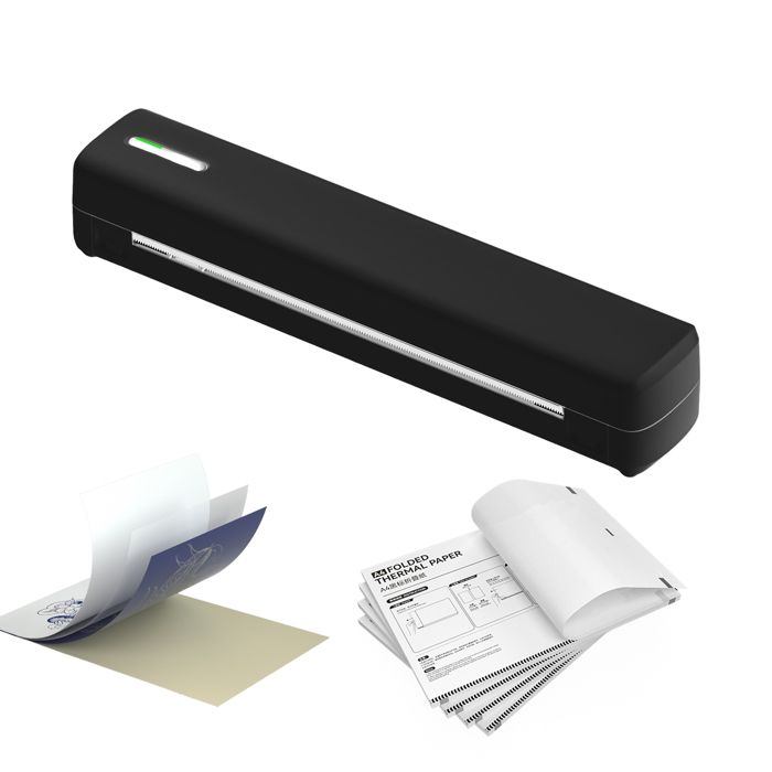 Imprimante Thermique A4-Thermique Imprimante de papier sans fil-Imprimante de tatouage Bluetooth compatible Android iOS+papiers