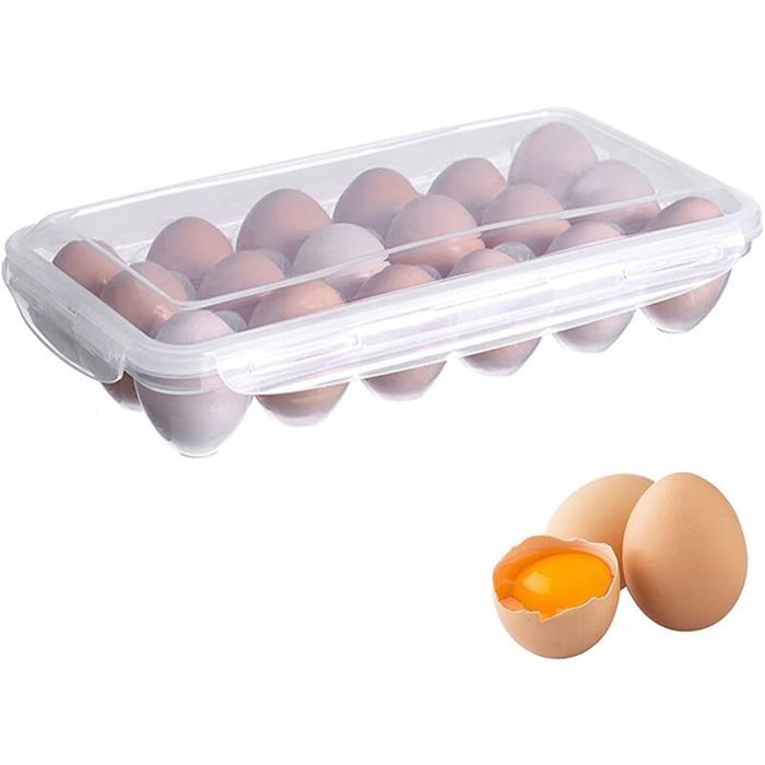 Boîte à Oeufs 18 Grilles Boîte de Rangement des Oeufs Frigo en avec Couvercle Plateau à œufs Support à œufs pour Réfrigérateur