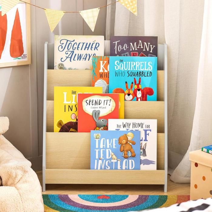 SUPFINE Bibliothèque Enfant Étagère à Livres pour Enfant Étagère de Rangement pour Chambre d’Enfant Porte-revues 61*30*71cm