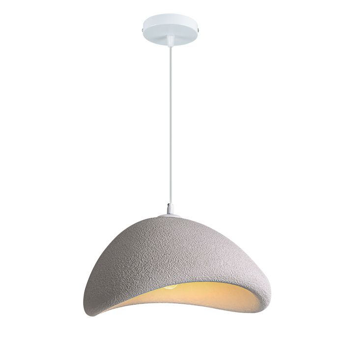 SNOGOLD Suspension Moderne Lampe de Plafonde Abat-jour en Résine Ciment Ø20cm Gris E27 Lustre Industriel Luminaire pour Salon