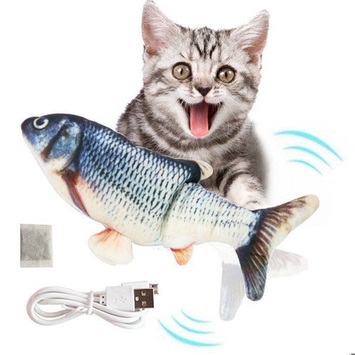 Comparer les prix de Jouets pour chats Poisson flottant avec herbe à chat jouet interactif mobile pour chats dintérieur Charge USB