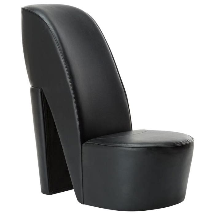 Chaise en forme de chaussure à talon haut - JILL - noir similicuir - L 43xP 82.5xH 85.5 cm EU4576