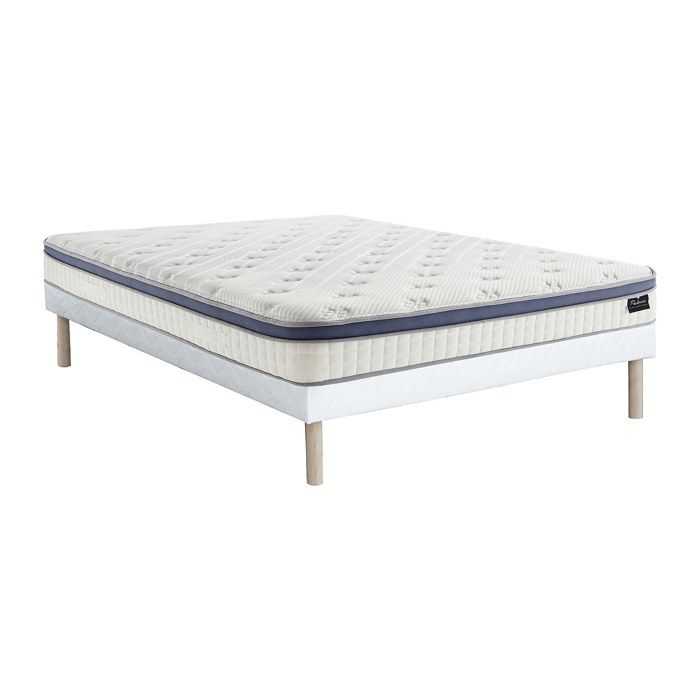 Ensemble 140 x 190 cm sommier tapissier + matelas hybride ressorts ensachés 7 zones et mémoire de forme ép.25cm - MALAO de PALACIO Ensemble 140 x 190 cm sommier tapissier + matelas hybride ressorts ensachés 7 zones et mémoire de forme ép.25cm - MALAO de PALACIO
