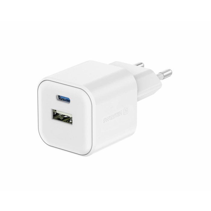 Adaptateur secteur - SWISSTEN - GaN 35W - 1x USB-C 35W - 1x USB-A 27W - Charge rapide
