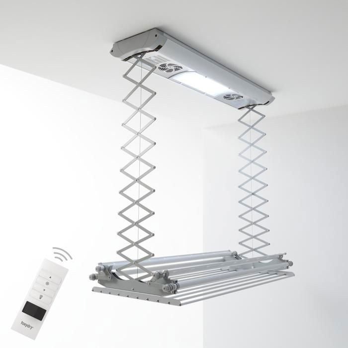 Étendoir électrique de plafond en aluminium avec télécommande – gris – 160x57x30 cm Air 150