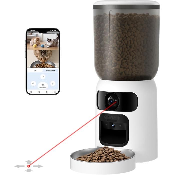 Comparer les prix de Distributeur Automatique 6L pour Chat -ANTCOOL- Double Caméra 2K-WiFi 5G-Audio Bidirectionnel et Laser Interactif